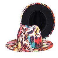 New Fedora Hat Tie Dye Woolen Top Hat Men And Women Big Brim Jazz Hat Color Imitation Wool Felt Hat 2021