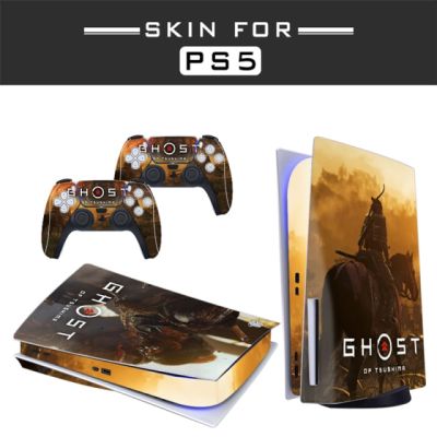 ภาพผีของแผ่นดิสก์ PS5ของสึชิม่าฝาครอบรูปลอกสติ๊กเกอร์สกินสำหรับคอนโซล PlayStation 5และคอนโทรลเลอร์2ตัว PS5ไวนิลสติ๊กเกอร์สกิน