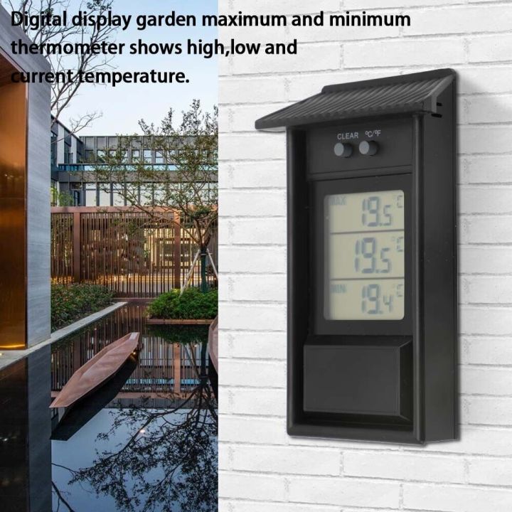 สูงสุดต่ำสุดเทอร์โมมิเตอร์กันน้ำสวนตู้เย็นหน้าต่างกลางแจ้งเรือนกระจกเครื่องวัดอุณหภูมิหลุมตะขอ-20-50c-สวิตช์-c-f