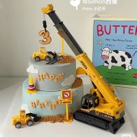 Boys Birthday Cake Decoration Crane Engineering Car Excavator Toy Decoration Construction Barricade Cake Toppers Party Supplies