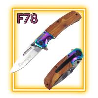 มีดพับขนาดเล็ก F78 FLODING3.0 INCH Blade มีดดีดประกับไม้แท้ทั้ง 2 ด้าน ใบเงินปัดเงา