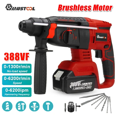 Mustool 388VF4 In1 Cordless brushless Electric Hammer Impact Drill With
Large Capacity Battery Keyed Chuck 26mm 6200r/min For 18V Makita