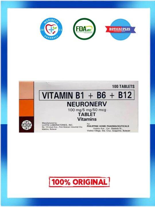 VITAMIN B-COMPLEX 100MG/5MG/50MCG TABLET (NEURONERVE) 100'S | Lazada PH