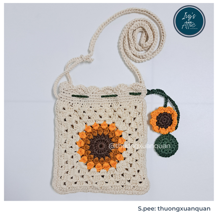 Túi đeo chéo vuông hướng dương bằng len handmade | Lazada.vn