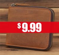 Genuine Leather Zipper Wallet for Men Money Short Purse Credit Card Holder Cash Coin Pocket Male Large Solid Standard Wallets