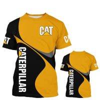 2023ฤดูร้อน Caterpillar เสื้อยืด CAT Excavator 3D พิมพ์ Street สวมใส่กีฬาผู้ชายแฟชั่นรอบคอเสื้อยืดบุรุษเสื้อผ้า