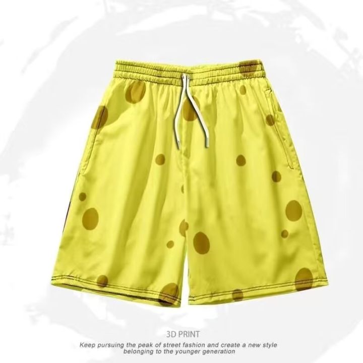claribelzi-patrick-star-spongebob-น่ารัก-ฤดูร้อน-ชายหาด-ฮาวาย-กางเกงขาสั้น-ผู้ชายและผู้หญิง-เทรนด์-ลําลอง-หลวม-การ์ตูน