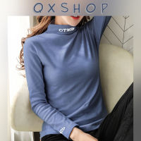 QXshop เสื้อยืดแขนยาวคอเต่าสกรีนตัวอักษรภาษาอังกฤษ ตรงคอเสื้อกับแขนเสื้อ สีพื้น สวมใส่นุ่มสบาย ใส่รับลมหนาว เก๋สุดๆ ??