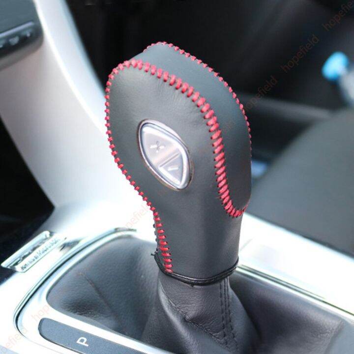 Leather Gear Handle Shift Knob Cover Shifter Head For Ford Ecosport
