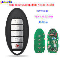 5 Buttons Smart Remote Key Keyless Go FSK 433.92MHZ 4A Chip for Nissan Rogue 2017-2019 FCC ID: KR5S6 S0