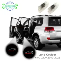 EASYAND 2Pcs LED Car Door Welcome LightสำหรับToyota Land Cruiserโลโก้TRDหลอดไฟภายในอาคารติดตั้งไฟข้างประตูรถยนต์อุปกรณ์ตกแต่งรถของแท้