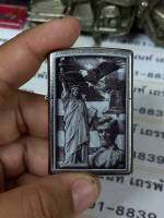 ZIPPO  49484  AMERICAN IRON DESIGN   สีเงิน ผิวโครเมี่ยม  ลายแบบสกรีน  รูปเทพีเสรีภาพ   ของใหม่ไม่ผ่านการใช้งาน  มาพร้อมกล่อง  รับประกันของแท้