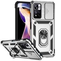 【LZ】 Magnetic Phone Case For Redmi Note 12 11 10 9 S Pro Max Plus 5G With Ring Armor Bracket Slide Lens Protective Back Xiaomi Cover