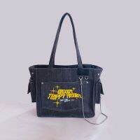 HOT★ล้างผ้าใบปักตัวอักษรแบบพกพา Retro Vintage Tote ความจุสูงไหล่กระเป๋าช้อปปิ้งกระเป๋ากระเป๋าผู้หญิง