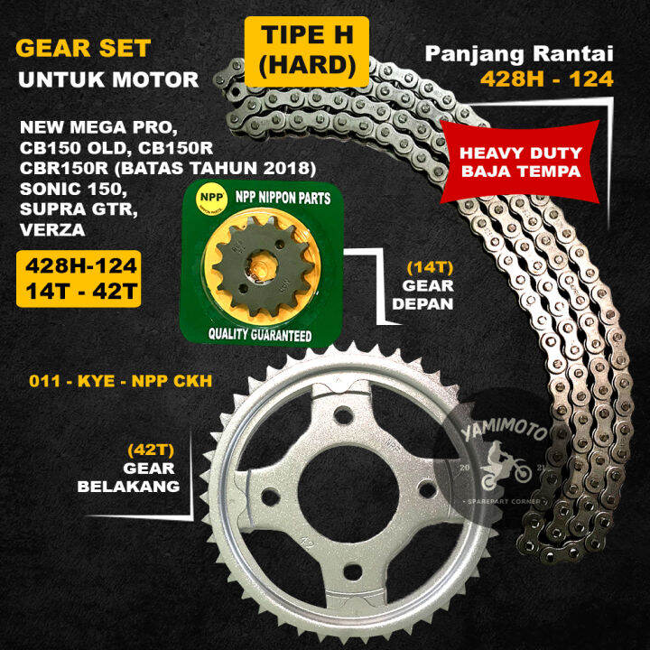 Gear Set NPP Chain kit New Mega Pro Type H(Heavy Duty) CB150 Old CB150R