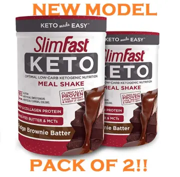 SlimFast Keto Meal Replacement Shake Powder, Vanilla Cake Batter, 12.2 Oz.  Canister (10 servings)