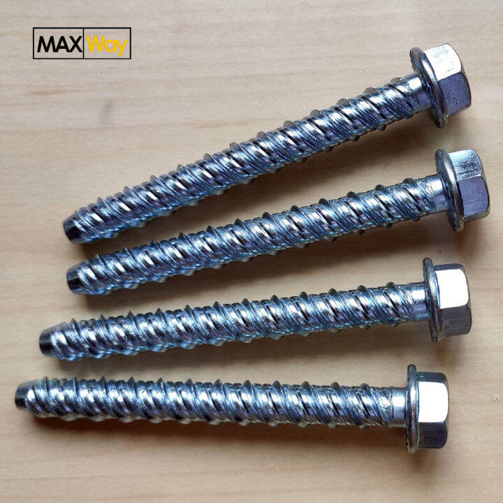 สกรูยึดคอนกรีต ไม่ต้องใช้พุ๊ก (แพค 4 ตัว) concrete screw anchor Lazada.co.th