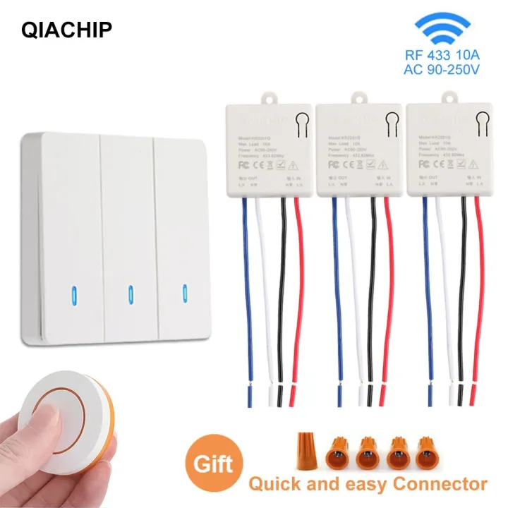 Qiachip Wireless Smart Switch Light Rf Mhz Wall Panel Switch With