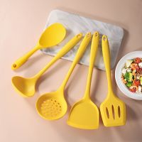 Silicone Cookware 5-piece Set Yellow Spatula Soup Spoon Leaky Spoon Frying Spoon Rice Spoon Kitchen Silicone Spatula Set Cooking Utensils