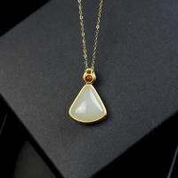 【CW】 Hetian South Pendant Sterling Fan-Shaped Female Necklace for G