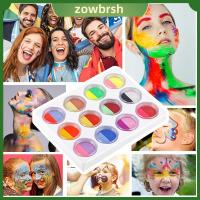 ZOWBRSH เม็ดสีเพ้นท์ สีทาตัว อายไลเนอร์ พร้อมแปรงแต่งหน้า ภาพวาดร่างกาย แฟชั่นสำหรับผู้หญิง ง่ายต่อการใช้ แต่งหน้าใบหน้าแต่งหน้า สำหรับผู้หญิง