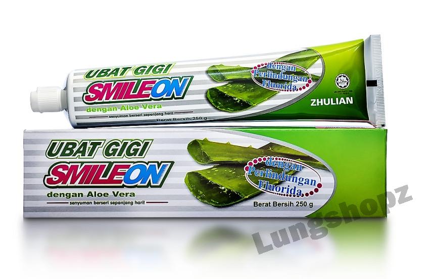Ubat Gigi SMILEON Dengan Aloe Vera ยาสีฟัน ผสมว่านหางจระเข้ ขนาด 250 กรัม 1 หลอด(สินค้า Zhulian)