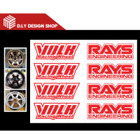 สติ๊กเกอร์ล้อ TE37 สีแดง RAYS 4 ชิ้น และ VOLK 4 ชิ้น เกรดพรีเมี่ยม (กว้าง 7cm x สูง 2.5cm) (DIY-050)