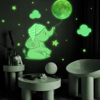 ✱ 2 Set Luminous Moon Star Wall Sticker Cartoon DIY Glowing Wall Decals Self Adhesive Wallpaper Tile Window Wall Sticker Decor