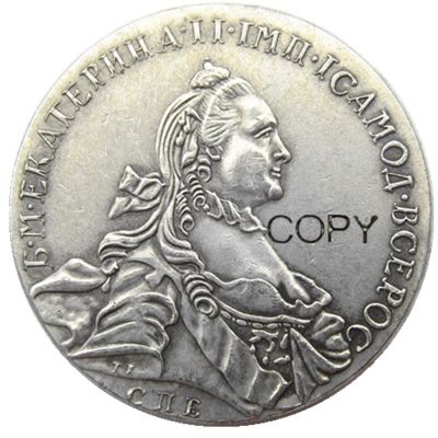 เหรียญ1763 Russia 1รูเบิล/รูเบิลเหรียญ Vf Catherine Ii Km-C672เหรียญจำลองชุบเงินเซนต์ปีเตอร์สเบิร์ก