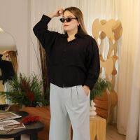 Choux cream shirt - Color Black - TBL001 เสื้อเชิ้ตทำงาน สาวอวบ พลัสไซส์ สีดำ ฟ้า ขาว chubbyandcute