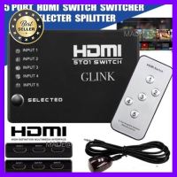 GLINK HDMI รุ่น CN021GL Switch 5 Port 1080P Video HDMI Switch Switcher Splitter for HDTV DVD PS3 + IR Remote เลือก 1 ชิ้น คอมพิวเตอร์ มือถือ VGA การ์ดจอ หูฟัง HDMI Case Mainboard Game เกม จอ สำนักงาน โทรศัพท์ Computer