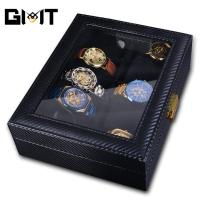 Multi Slots Black Watch Portable Travel Gift Watch Case Genuine Leather Watch Holder Organizer Collector Watch Storage
