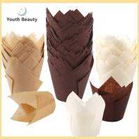 YOUTH BEAUTY 50pcs DIY ภาชนะ เครื่องมือทำขนม กระดาษท่ีต้านทานนำ้มัน ถ้วยมัฟฟินเค้ก ถ้วยคัพเค้ก ถ้วยอบดอกทิวลิป