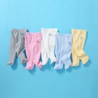 0-12M Newborn Baby Clothes Toddler Boys Girls Long Pants Wrap Foot Solid Trousers Elastic Waist Pure Cotton Outwear Trousers