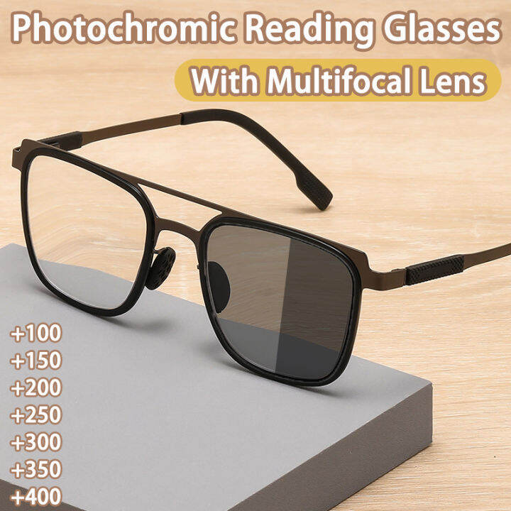 4 in 1 Photochromic Progressive Multifocal Reading Glasses Color ...