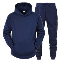 2023 Men Sets Hoodie+Pants Two-Pieces Casual Solid Color SweatSuit Men Fashion Sportswear Fleece Set Tracksuit Mens clothing