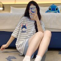 COD Stitchs new summer pajamas womens short-sleeved shorts comfortable and sweet home service suit