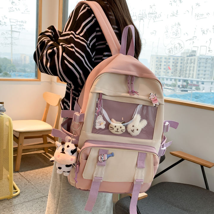 new-nylon-backpack-women-fashion-waterproof-rucksack-for-teenage-girls-school-bag-cute-student-backpack-female-travel-mochilas