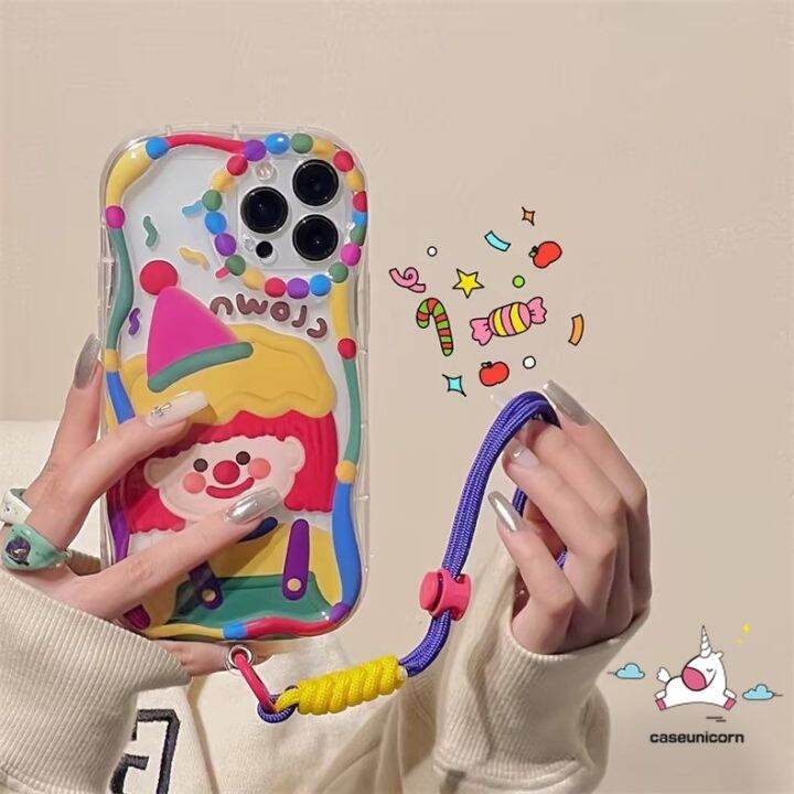 เคสโทรศัพท์มือถือ-ขอบโค้ง-ลายการ์ตูนตัวตลกน่ารัก-พร้อมสายคล้องมือ-สําหรับ-a12-a04-a50-a14-a13-a24-a04s-a52s-a20s-a50s-a03s-a23-a30-a52-a21s-a32-a11-a51-a30s-a20-a10s-a31-a03