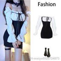 【hot】❆✓  Kuzuwata Fake Two-piece 2023 New Hip sleeve College Outfits Beach Dresses