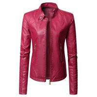 ℗ Faux Leather Jacket 2023 Motorcycle Biker Female Coat