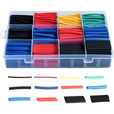 850pcs Assortment Electronic 2:1 Wrap Wire Cable Insulated Polyolefin Heat Shrink Tube Ratio Tubing Insulation 850 pcs Cable Management