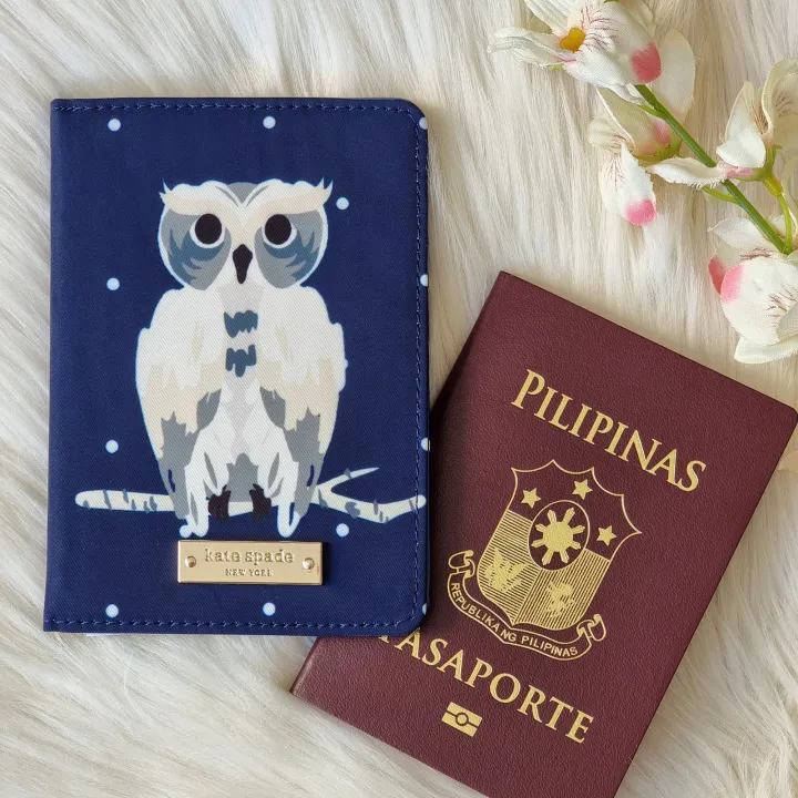 Kate Spade Classic Nylon Bifold Passport Holder Lyla Navy Blue with