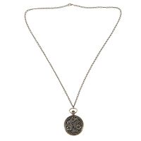 Lotus Pocket Watch Three Lotus Vintage Pendant Sweater Chain Bronze Mens And Womens Pocket Watch