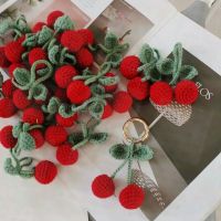 Handmade Cute Cherry Keychain For Women Creative Knitting Car Keychain Cartoon Knitted Keyring For Keys Wholesale Charms Gifts