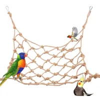 Bird Swing Parrot Cage ToysSwing Hanging Play For Greys Parakeet Cockatiel Conure Pet Climbing Rope Net Bird Ladder