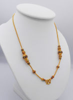 Bead Necklace Enamel Sukhothai Style Thai Baht Yellow Gold Plated 19 inch