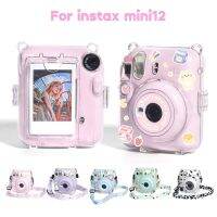 สำหรับ Instax Mini 12กระเป๋าใส่ภาพถ่ายเคสใสเคสป้องกันภาพกรอบคริสตัลกระเป๋าเก็บของชุดสติกเกอร์เชือก