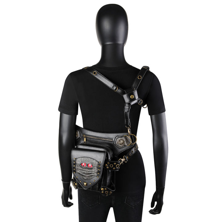new-bag-womens-european-and-american-punk-chain-bag-pu-niche-motorcycle-womens-shoulder-bag-running-bag-mens