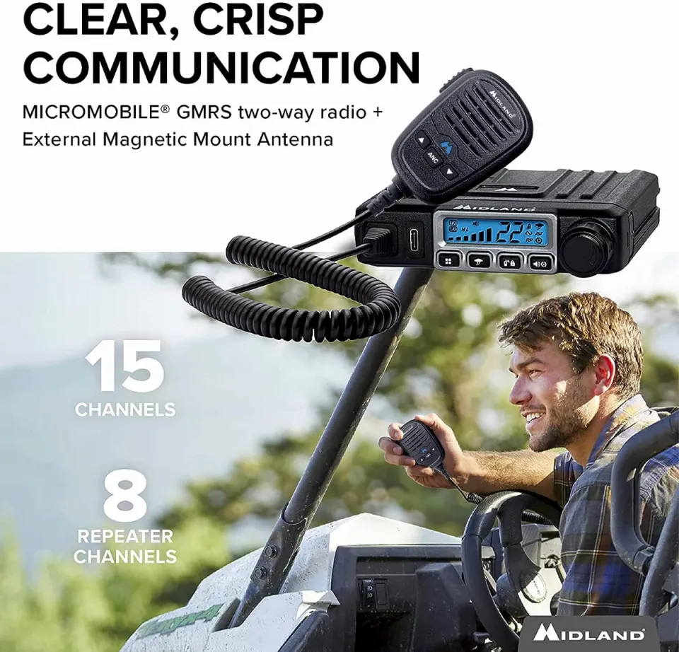 Midland MXT115 15 Watt GMRS MicroMobile Two Way Radio Off Roading Outdoor RZR Farm, Trails Radio Repeater Channels Extended Range External - 4